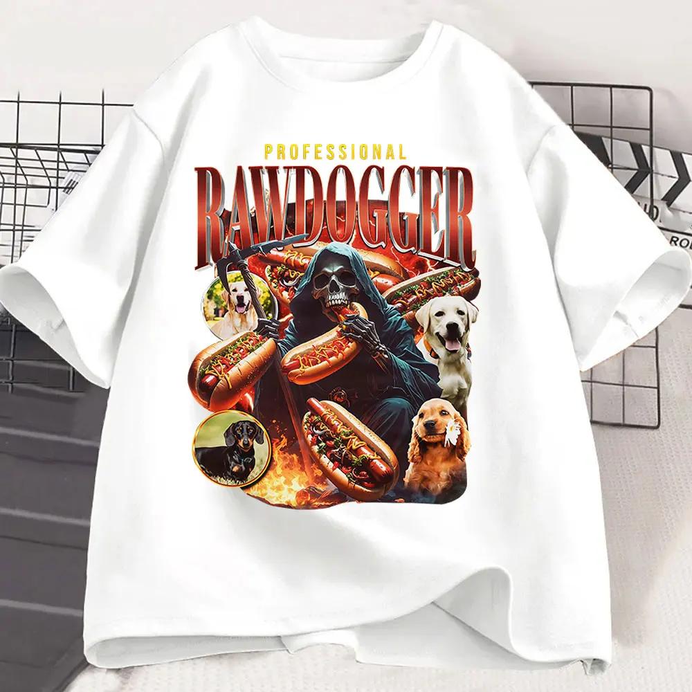 Professional Rawdogger Funny Meme Hot Dog Skeleton Graphic T Shirt Gothic Women Short Sleeve Tshirt Tops Aesthetic Clothes
