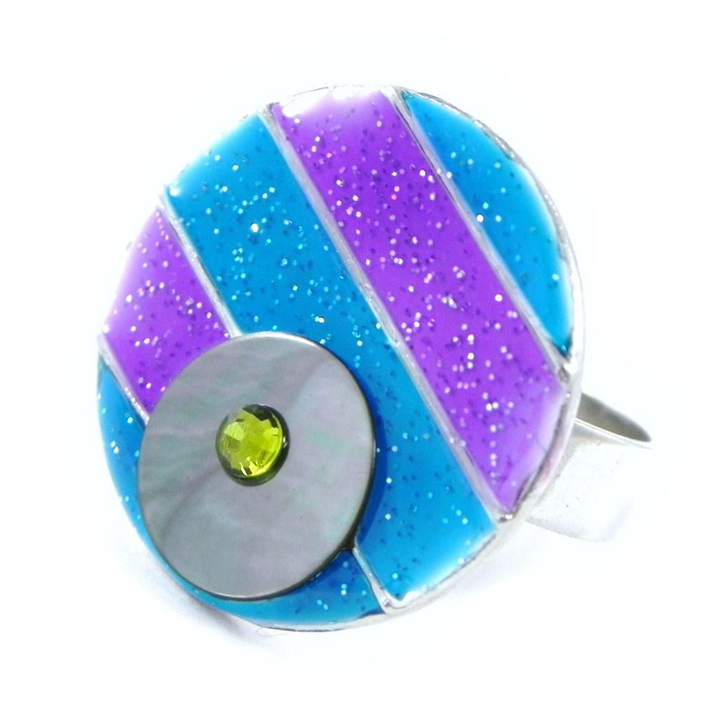 NOA [H8856] - Дизайнерское кольцо «Бора-Бора» сине-фиолетовое.