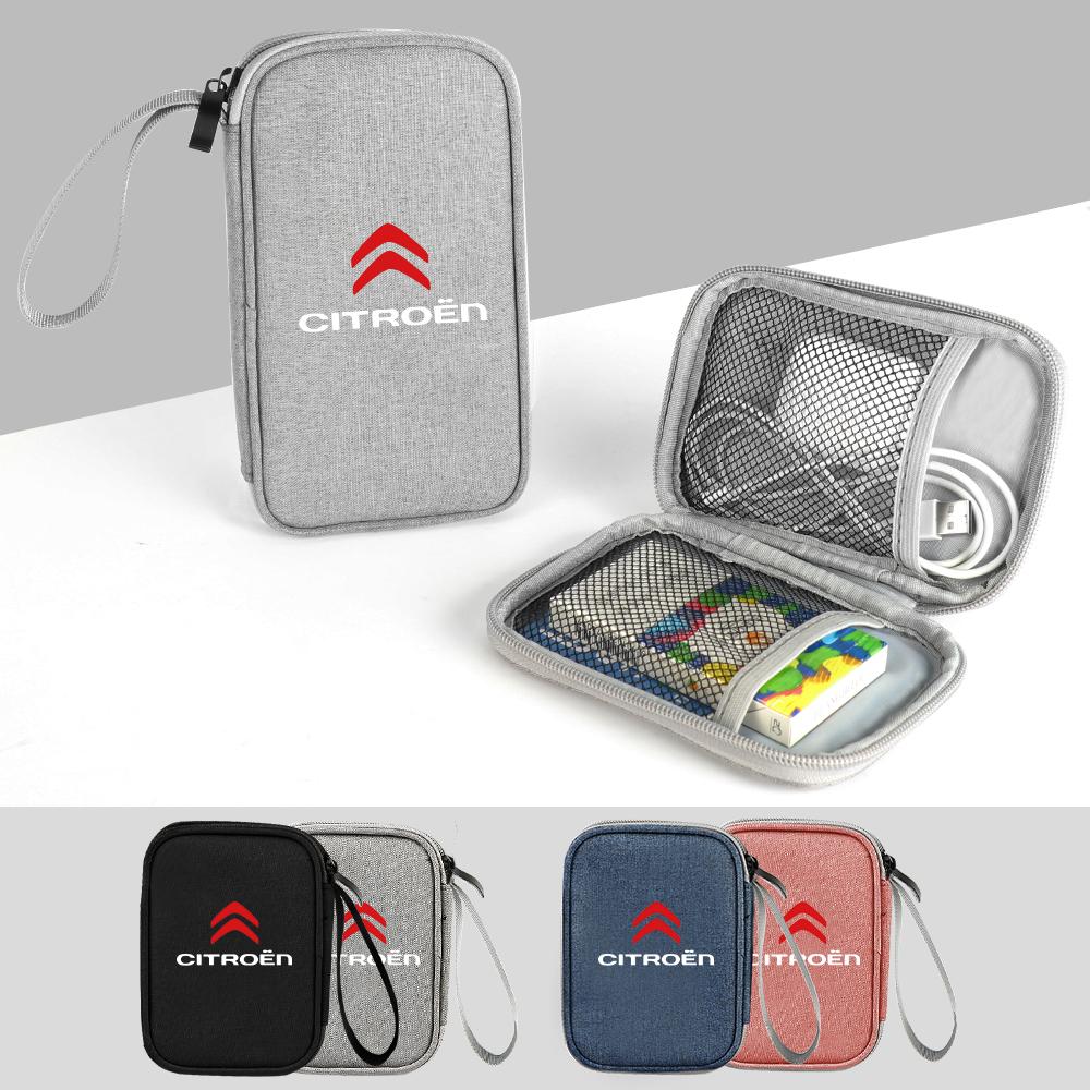 Multi-Function Car Travel Cable Bag Digital Product Storage Bag For Citroen C4 Picasso Xsara C5 Aircross Cactus C1 C2 C3 C6 C8