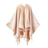 Ladies' Fashionable Single-color Fringed Slit Shawl, Double-sided Three-dimensional Wavy Warm Imitation Cashmere Scarf, Cloak Cardigan