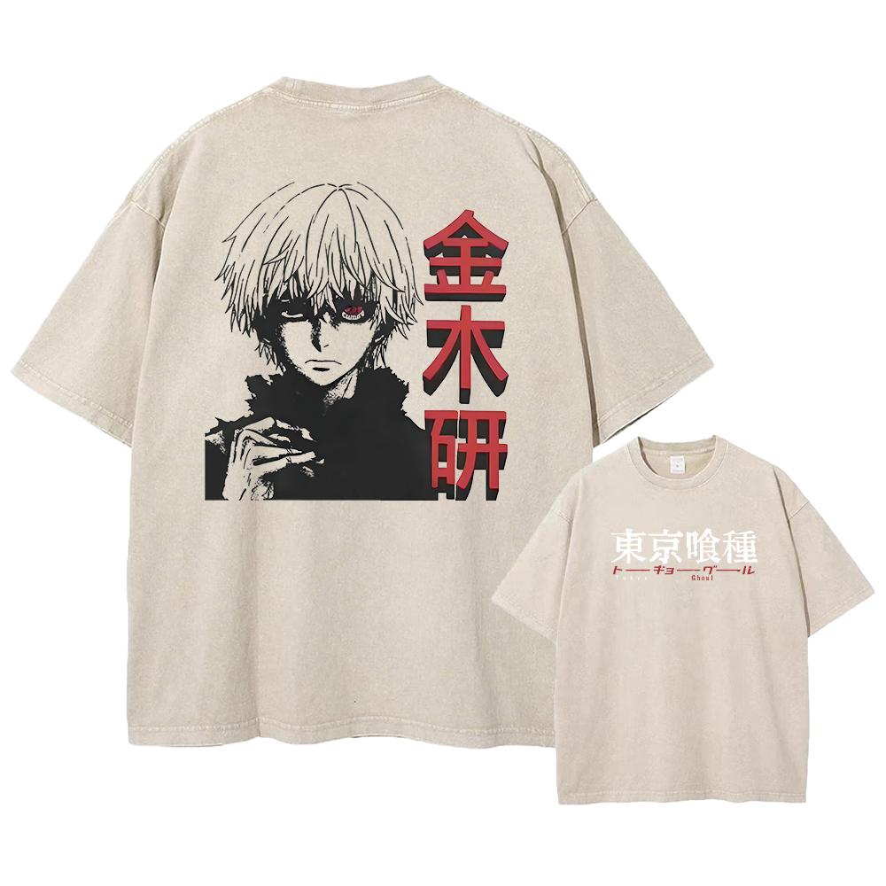 Аниме Tokyo Ghoul Kaneki Ken Графический принтованная кислотная футболка для мужчин Содержит хлопковую стираную футболку Горячая футболка Manga Harajuku унисекс