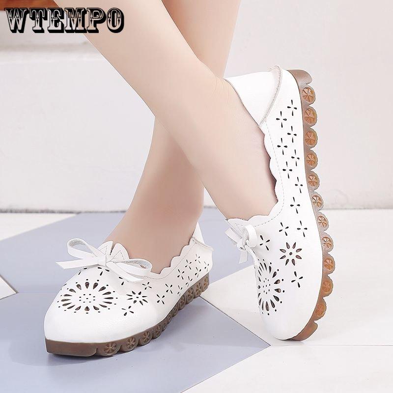 Summer Flat-bottomed Hollowed-out Single Shoes Women's Lefu Shoes Versatile Hole Shoes Korean Bow Decorative Casual Shoes