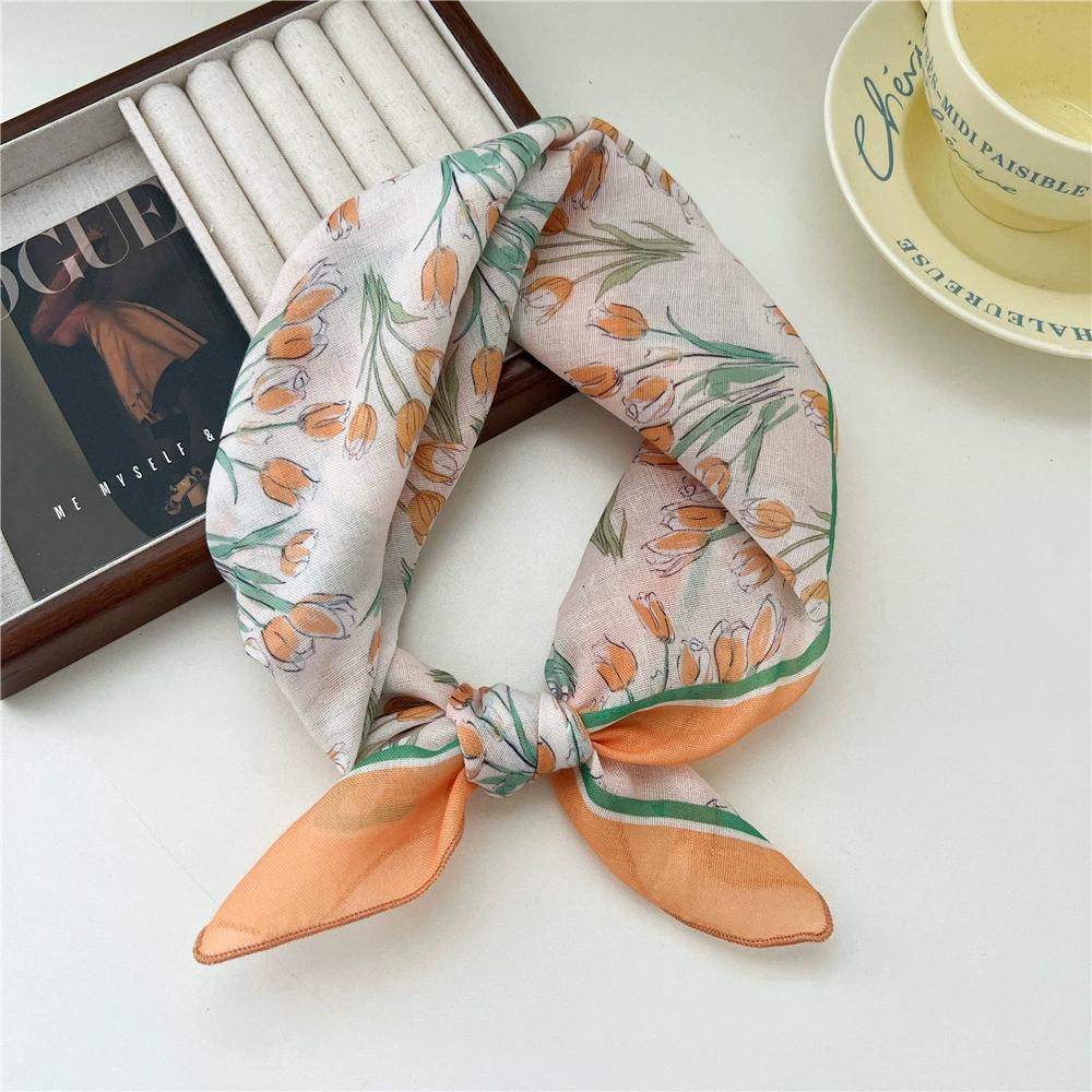 53*53cm Silk Scarves for Woman Fashionable Pattern Smooth To The Touch Spring Summer Sun Protection Silk Scarf