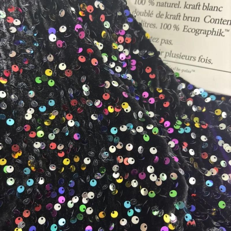 5mm Sequin Evening Gowns Encrypt Shining Fabric Stretch Velvet Fabrics For DIY Wedding Elegant Party Dresses handmade DIY, etc