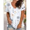 Летние футболки для женщин с ретро-цветочным принтом, женские футболки с V-образным вырезом и короткими рукавами, свободные повседневные футболки большого размера для улицы, верхняя одежда