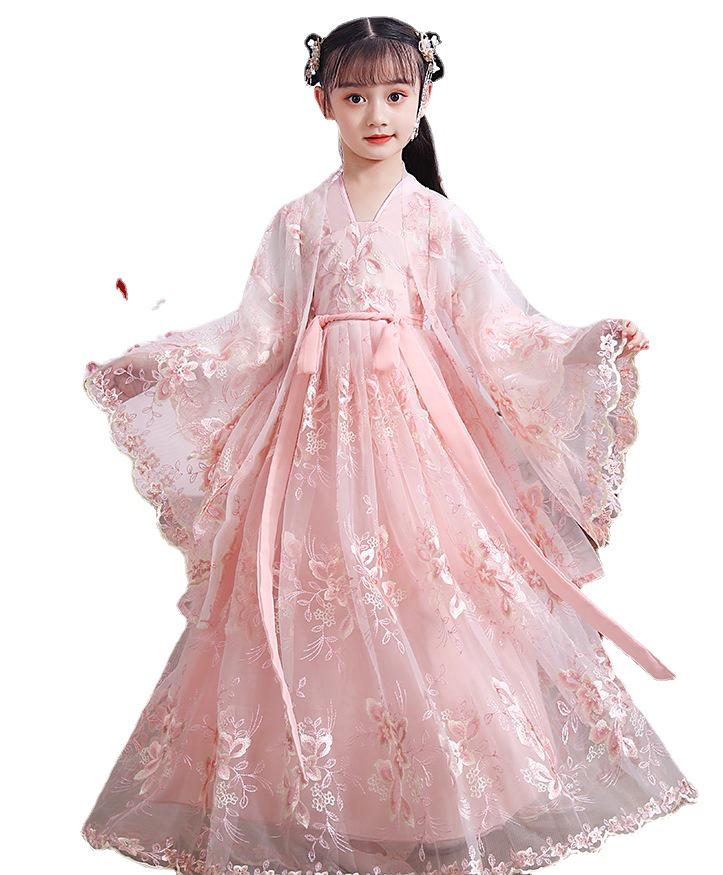 Девичье платье ханьфу: Супер Сказочная Принцесса Длинный Рукав Китайский Стиль на Осень/Зиму