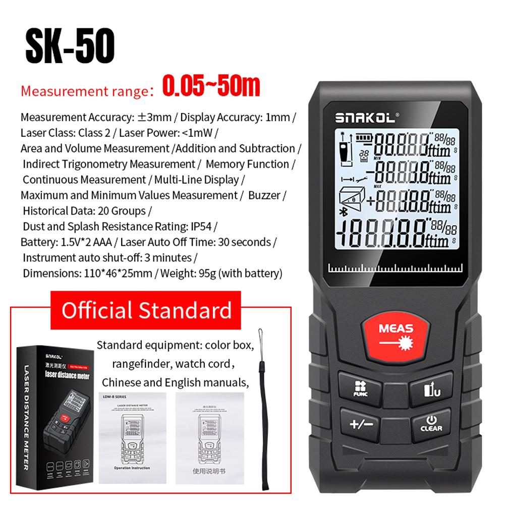 Intelligent Laser Rangefinder Digital Laser Distance Meter with Single Continuous Volumes Area Pythagoras Measurement