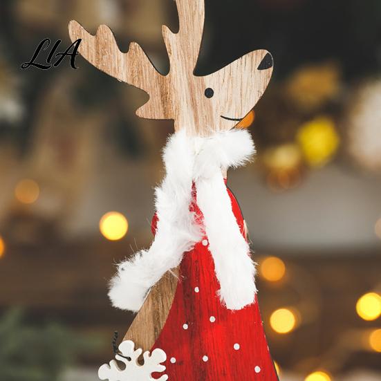 Vintage Style Holiday Window Displays Wooden Christmas Reindeer Figurines, Handpainted Couple Elk Tabletop Ornaments, Rustic Xmas Decorations