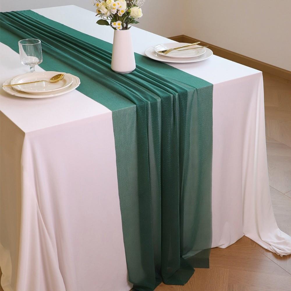 Solid Color Chiffon Table Runner Reusable Gauze Table Runner Wedding Table Runner  Dinning Table