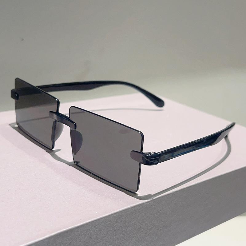 KAMMPT Rimless Rectangle Sunglasses Men New Fashion Gradient Outdoor Shades Women Trendy Simple Beach Vacation Decor Sun Glasses