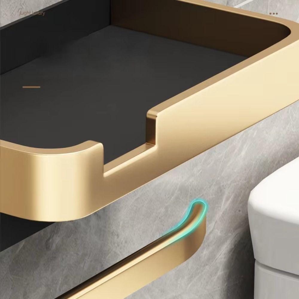 Wall-Mounted Roll Paper Storage Rack Aluminum Phone Storage Shelf Bathroom Tissue Box Living Room