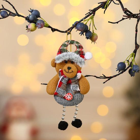 Christmas Hanging Decoration Reindeer Cloth 3D Santa Claus Snowman Bear Doll Pompom Leg Cute Handmade