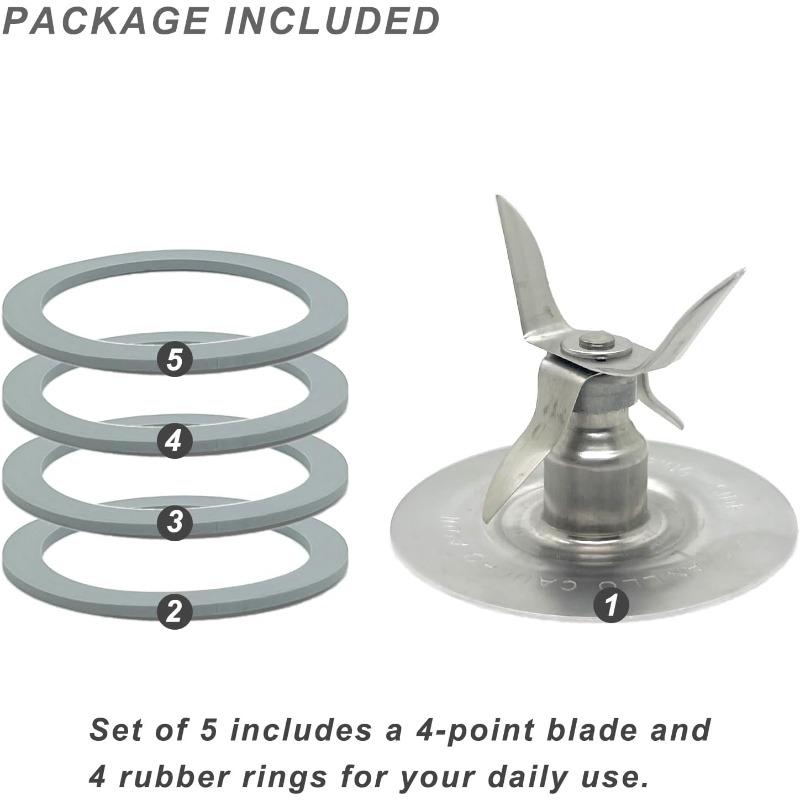 for Oster Blender Replacement Parts Blender Ice Blade with Four Rubber O Ring Seal Gasket Accessory Refresh Kit