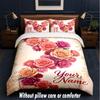Floral Theme Custom Text Or Name 3Pcs Bedding Set,1 Flat Sheet & 2 Pillowcases Personalized Home Bedding