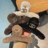 Autumn/Winter Plush Imitation Rabbit Fur Hair Clip with Rhinestone Letter