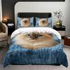Home Textile Three-Piece Set Cat Digital Printing Bed Kit Polyester Pillowcase Quilt Cover 3-Piece Set