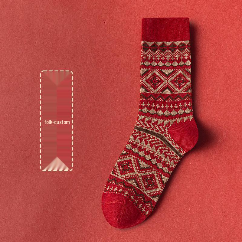 Женские теплые красные кашемировые носки до середины икры - Мягкие, холодостойкие, элегантные зимние вещи