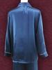 Long Indigo [Yumekairou] Women's Pajamas, 100% Silk, Satin, Sleeve, Simple, Bicolor, Plain, Piping, M-XL (L, Indigo)