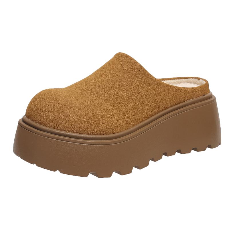 Винтажные женские теплые хлопковые тапочки-мюли на платформе с каблуком, модные закрытые носки, женские удобные ленивые тапочки для отдыха на природе