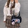 Japanese PU Leather Y2K Spicy Girl Ita Bag - Large Capacity Transparent Badge Crossbody for Students