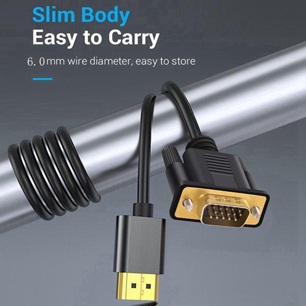 Кабель HDMI на VGA, 5 м, Металлический, Черный, 1080P 60 Гц, Папа-Папа