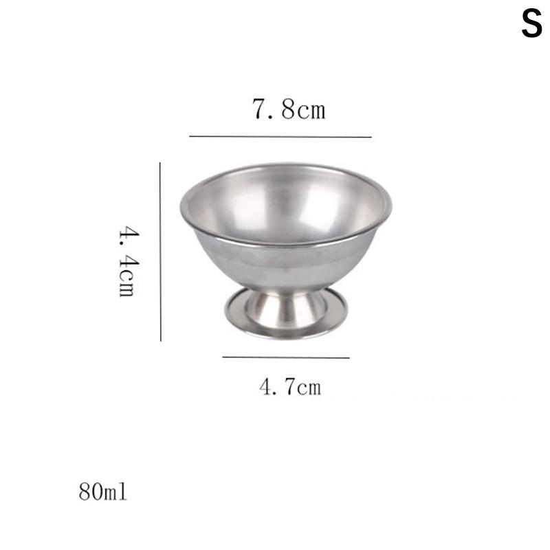 S/M/L New Stainless Steel Ice Cream Cups Salad Bowl Dessert Fruit Plate Tableware Bar Party Metal Wine Glasses Kitchen Tools