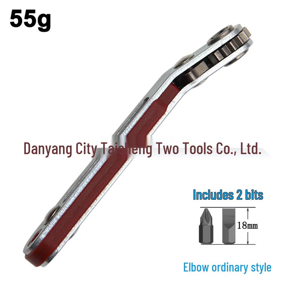 Compact Two-Way Right Angle Ratchet Screwdriver Set with Phillips & Slotted Bits