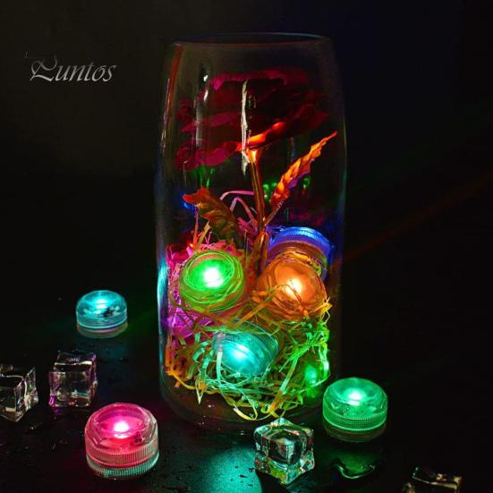 12Pcs Underwater Lights with Intelligent Remote Control Energy-Saving Waterproof Multiple Modes RGB Swimming Pool Mini LED Lights