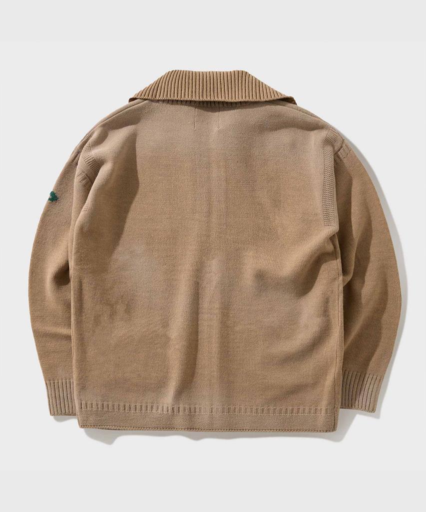 Ffeff Studio Vintage Washed F-Logo Zip-Up Cardigan (Beige)