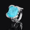 Кольцо с подвеской Versa Vintage Imitation Paraiba Paran Blue Set Gemstone Collar Color Treasure Adjustment Ring