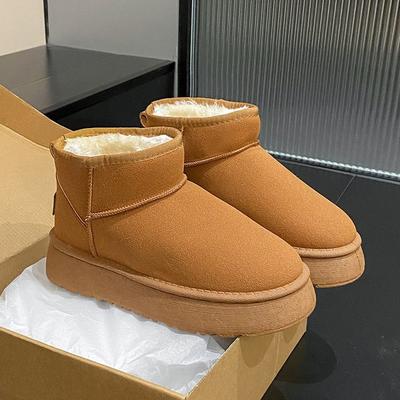 Женские зимние теплые меховые ботинки большого размера на мягкой подошве, ботильоны до щиколотки с подкладкой, нескользящие спортивные хлопковые ботинки для пеших прогулок