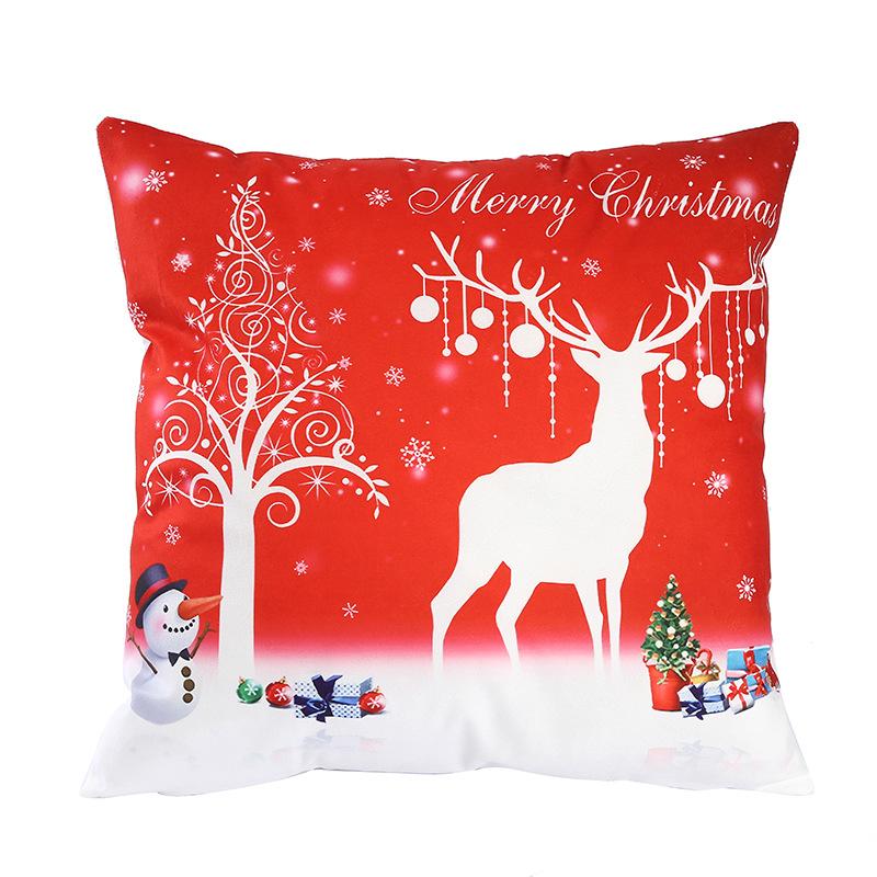 New Pillowcase Christmas Super Soft Red Simple Cute Santa Claus Print Cushion Home Cushion