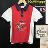 Винтажная футболка-поло с коротким рукавом и вышивкой Гуфи из магазина Disney 90-х годов женская XS красная темно-синяя белая(ИСПОЛЬЗОВАЛ)