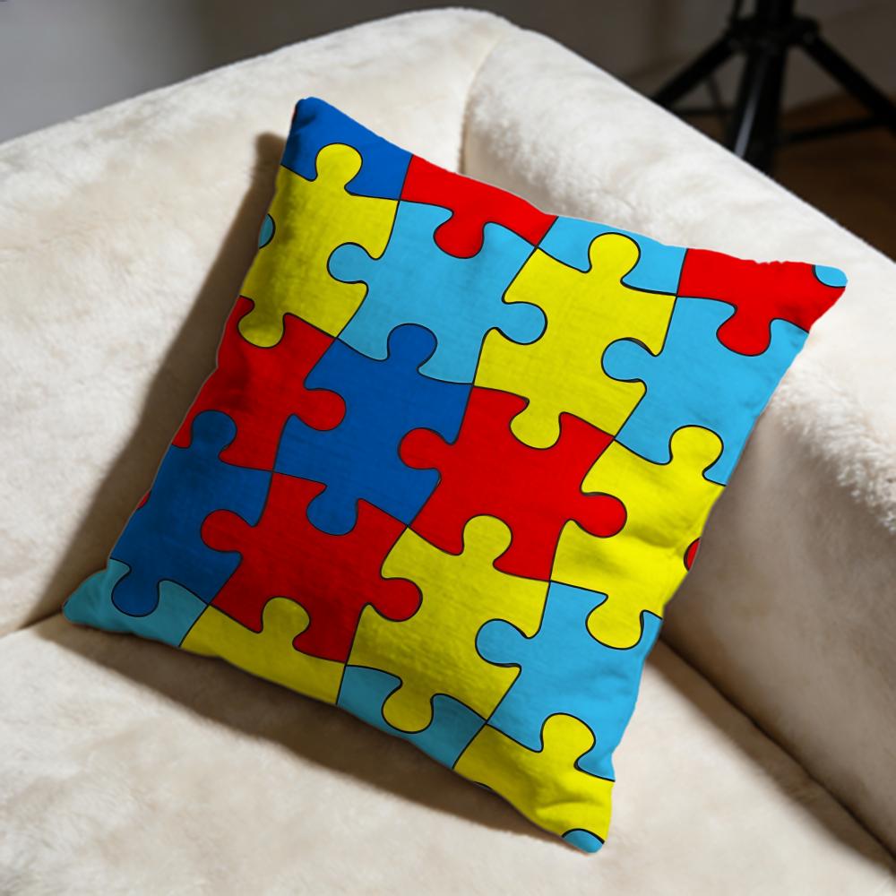 Puzzle Cushion Cover Soft Decorative Pillow Case Suitable for Bedroom Sofa Car Travel Use