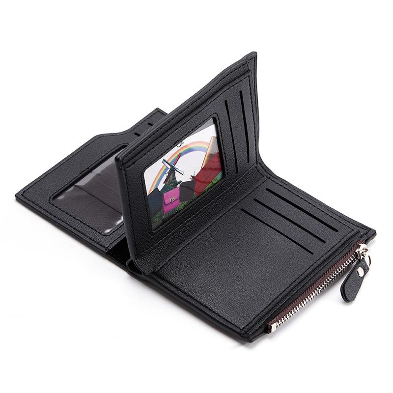 Men's Zipper Short Anti-theft Wallet Multi-card Fashion Vertical Mini Snap Coin Purse