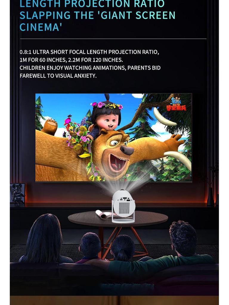 4K Android Smart Проектор с Беспроводным Зеркалированием Экрана и Автоматической Коррекцией Трапецеидальных Искажений