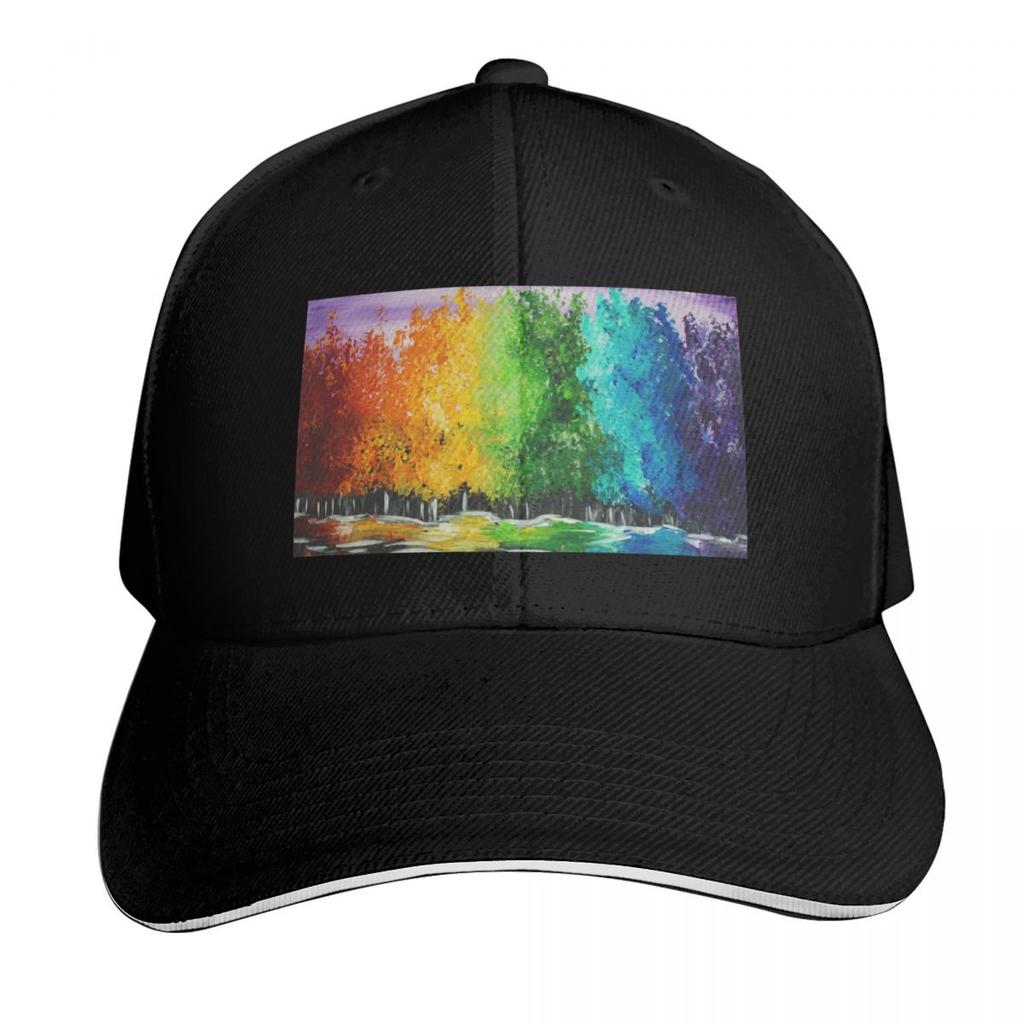 Happy Rainbow Trees YLMarts Baseball Cap Anime Streetwear Mountaineering Rugby For Women Unisexs