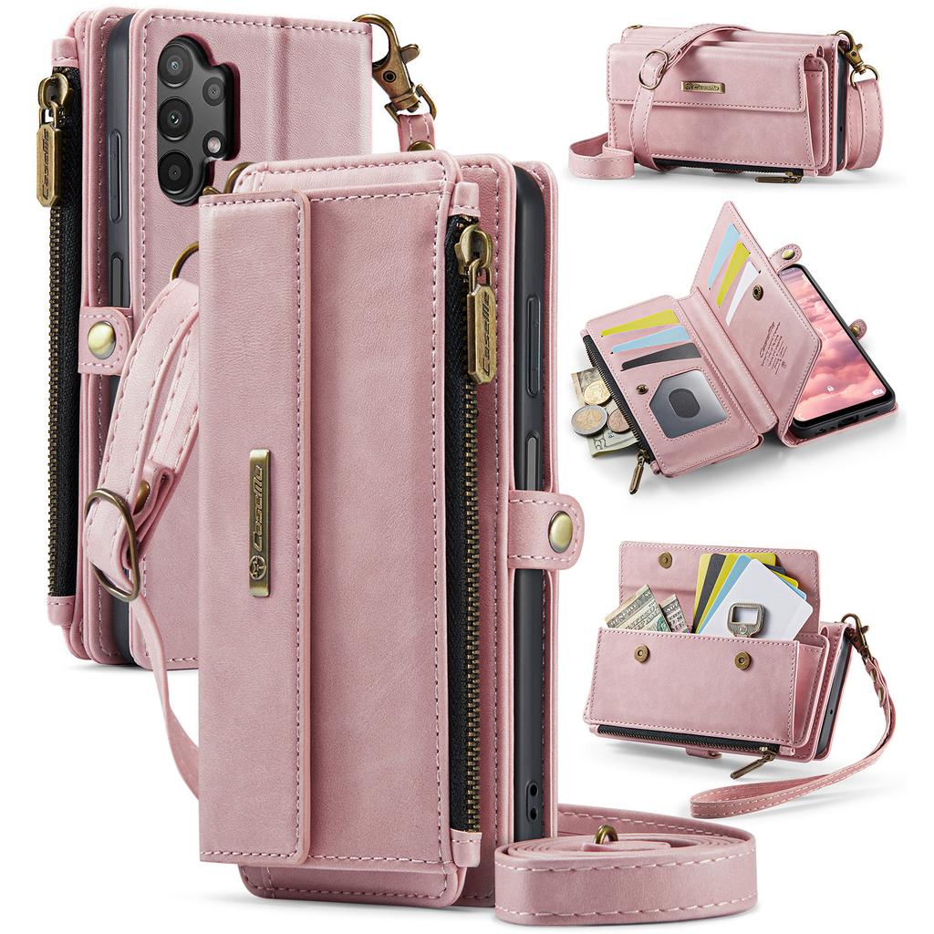 For Samsung Galaxy A13 5G/Galaxy A13 4G Case CASEME C39 RFID Blocking Zipper Wallet Stand Leather Cover with Strap