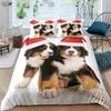 Cute Cartoon Christmas Dog Print Quilt Cover Soft and Comfortable Duvet Cover Pillowcase Bedding Set 3 Pieces