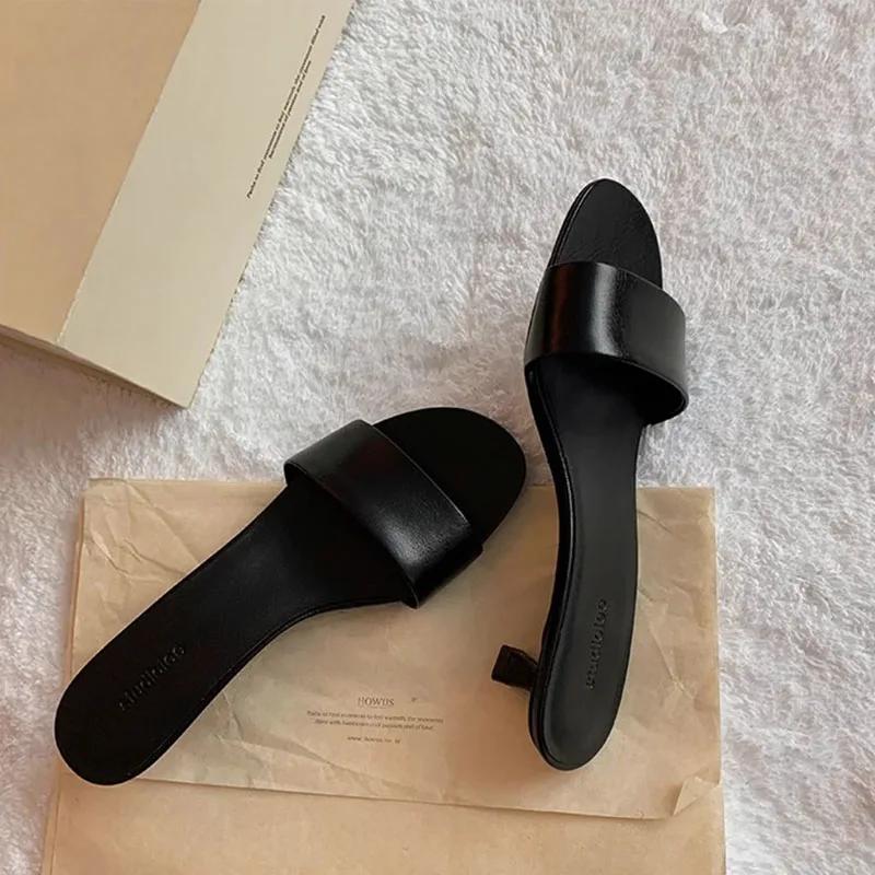 Fashion Summer Shoes Open Toe Slip On Women's Slippers Designer Ladies Elegant Dress Shoes Street Style Thin Heel Slides Women's Sandals