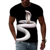Summer Round Neck 3D Patterns of Snakes In Various Colors Print Top Fashionable Casual Short Sleeved Men's T-shirts
