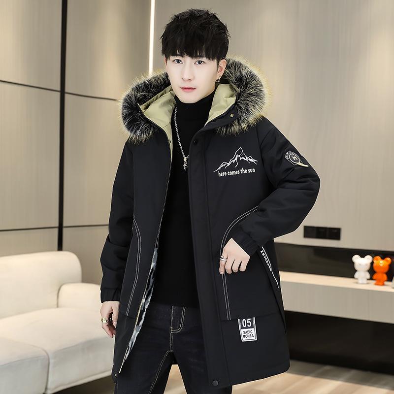 Мужская модная зимняя хлопковая куртка с бархатом, утолщенная, теплое пальто, выпуск 2023 года