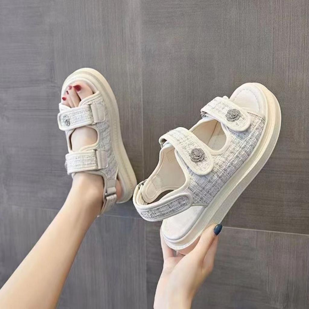 Сандалии женские Xiaoxiangfeng 2024 года, новые летние сандалии на платформе, кроссовки на липучках, для спорта и отдыха, пляжные римские сандалии