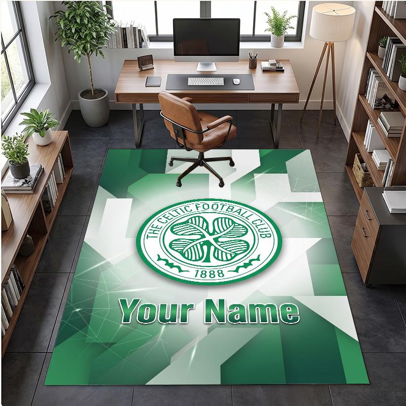 Crystal Velvet Rug Celtic FC Print Custom Name Text Floor Mat Home Decor