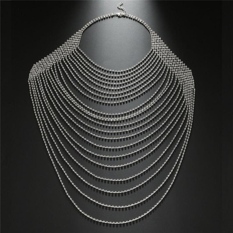 Men's Rhinestone Chest Chain Layered Tassel Body Jewelry for Club Party Dancing