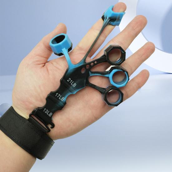 Тренажер для силового захвата с силиконовым захватом и 5 эластичными накладками для пальцев 3 уровня сопротивления Регулируемая терапия для рук, реабилитационная тренировка, носилки для пальцев