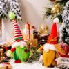 Adorable Red And White Striped Grinch And Rudolph Gnome Christmas Decoration Plush Figure