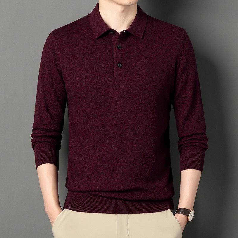 Autumn And Winter 100 Wool Men'S Casual Pure Wool Bottoming Shirt Middle-Aged And Young People Thickened Warm Wool Sweater