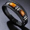 Multi-Layer Leather Bracelet Braided Beaded Bracelet Men's Bracelet Tiger Eye Stone Bracelet  Men