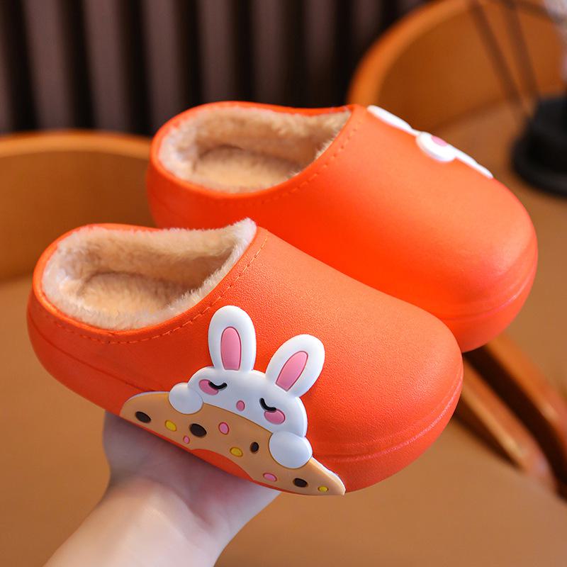 Kids Winter Cotton Slippers: Non-Slip, Warm, Waterproof, Soft Bottom Home Shoes